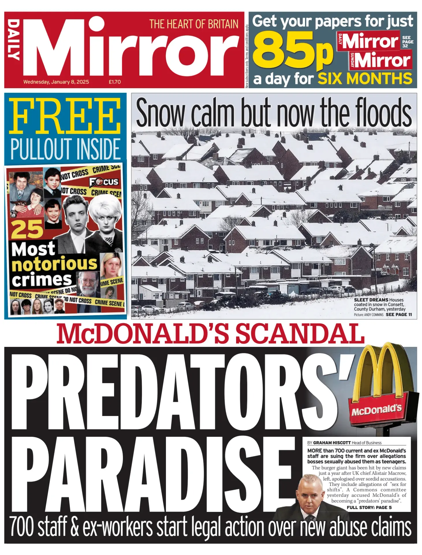 Prima-pagina-Daily Mirror-edizione-di-oggi-08-01-2025